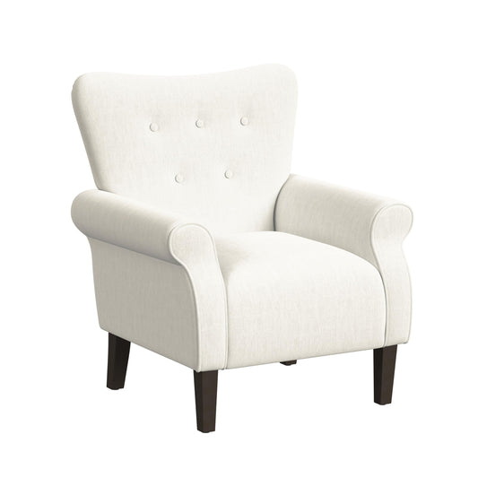 HomePop Home Decor | Upholstered Rolled Arm Living Room & Bedroom Accent Chair, Cream