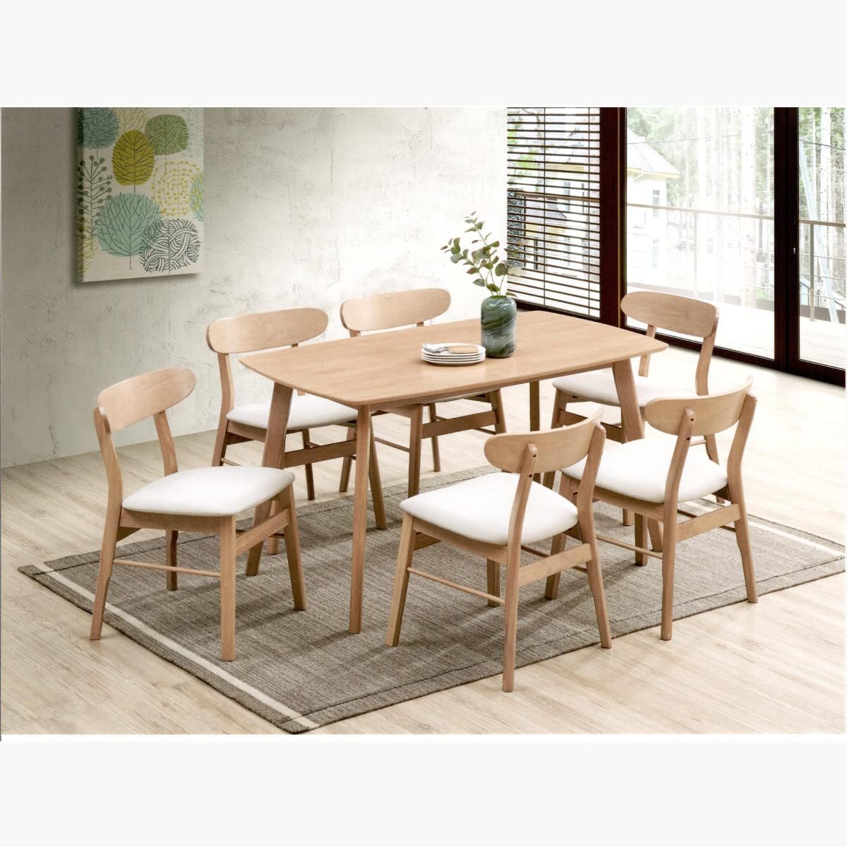 Home Box Nordic 6-Seater Dining Set 80 X 76.3 X 140 Cm Beige/White