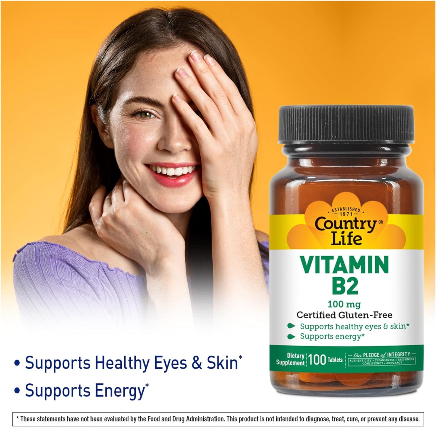 Country Life Vitamin B2 100 mg Tablets 100's