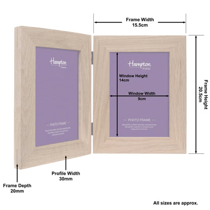 Hampton Frames NEW ENGLAND Solid Oak Wood Photo Frame (Double 5x7 (13x18cm)), natural