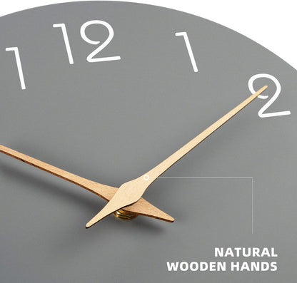 Mosewa Wall Clock 12 Inch Silent Non Ticking Wood Wall Clocks Battery Operated - Wooden White Modern Office Simple Minimalist Clock Decorative for Kitchen,Home,Bathroom,Living Room(12" White)