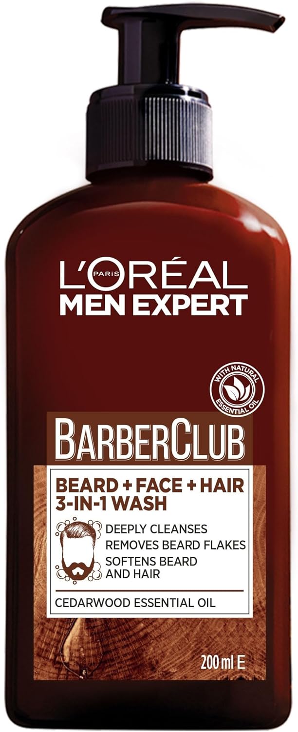 L’Oréal Paris Mass Men Expert Barber Club 3-In-1 Beard, Hair & Face Wash, 200 Ml