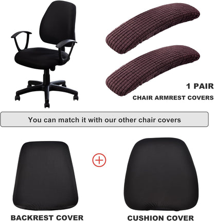 SARAFLORA Polyester Solid Stretch Washable Computer Chair Slipcovers for Universal Rotating for Boss, Office Chair (Large, Black)