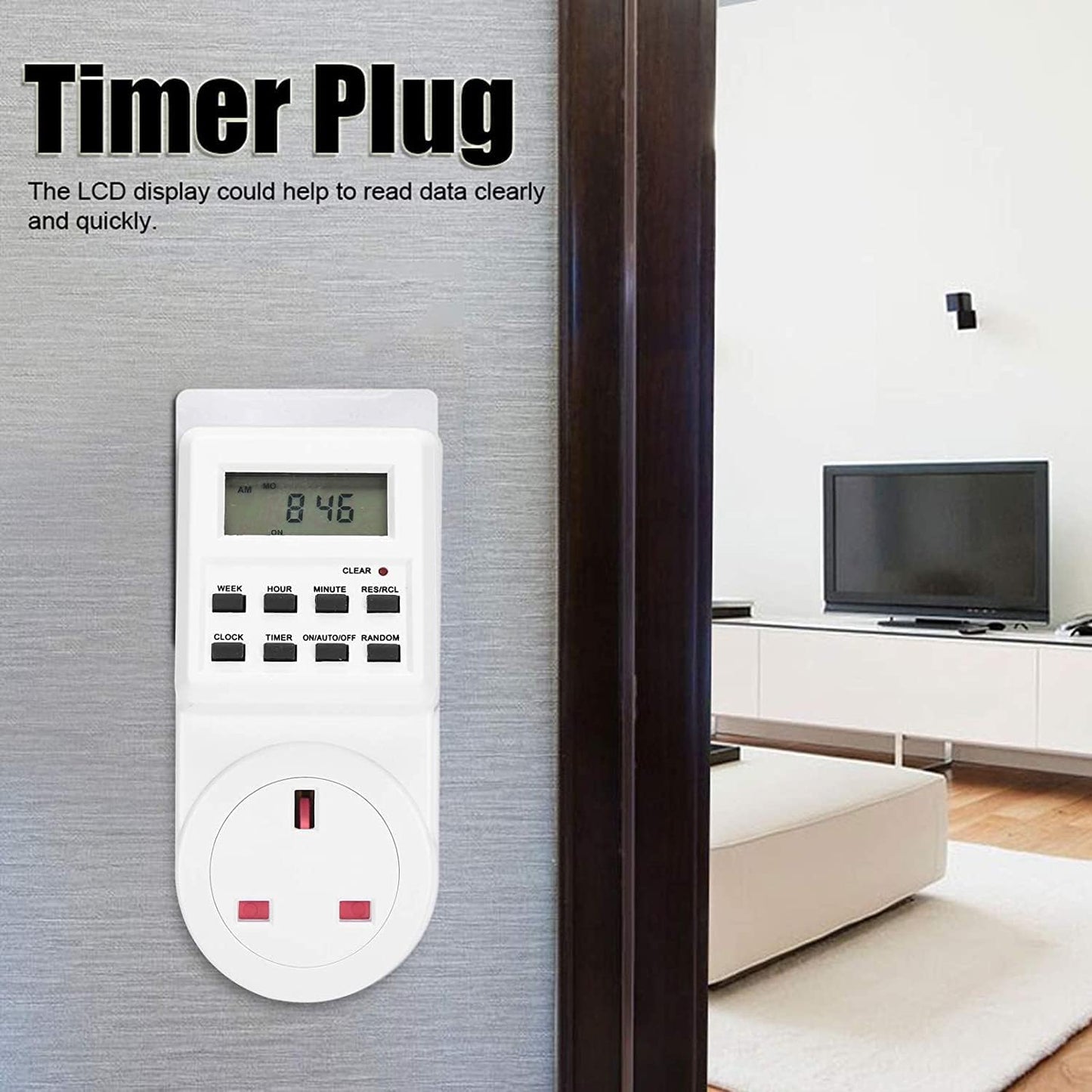 Plug Timer, LCD Display 10 Programmable Switching Programs 24 Hours & 7 Days Energy Saving Timer, Electrical Timer Socket for Lights and Home Appliances(2 pack)