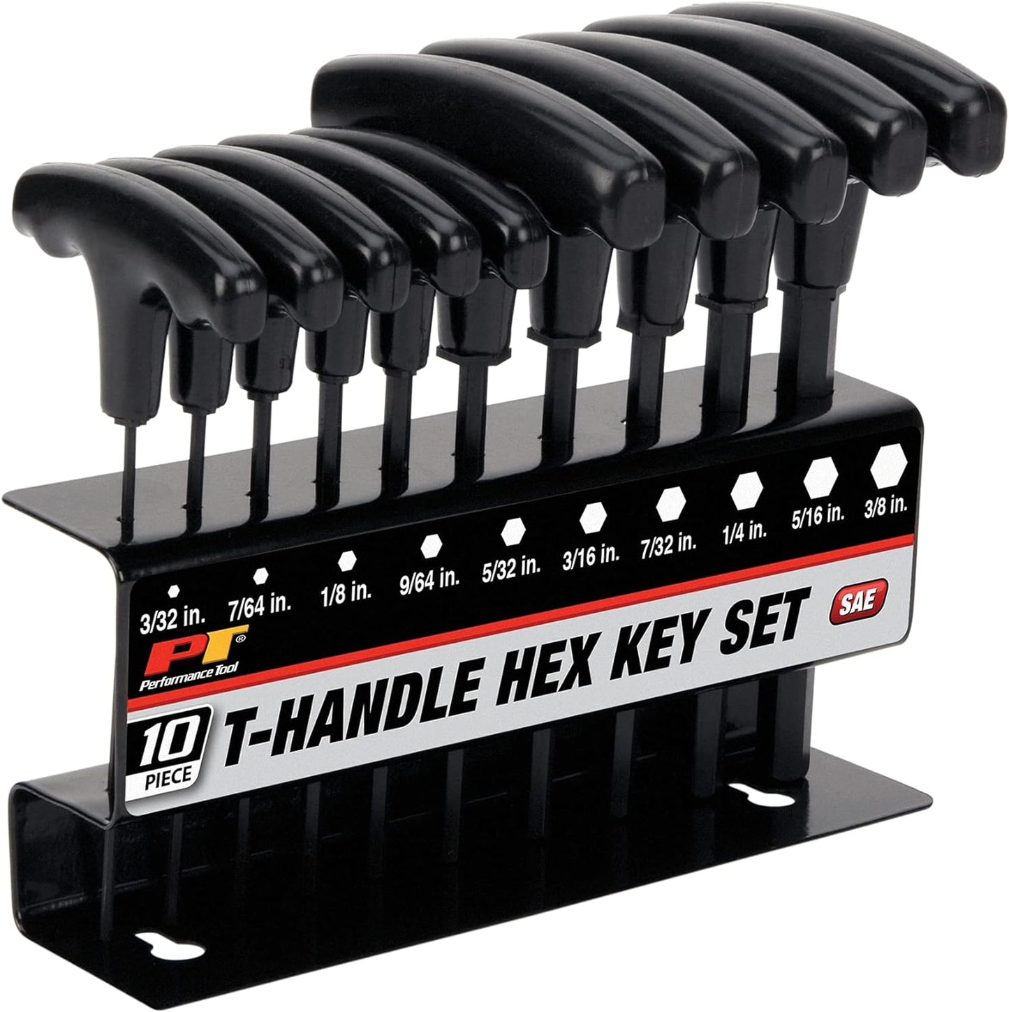 PERFORMANCE TOOL W80276 Star T-Handle Hex Key Set, 10-Piece , Black