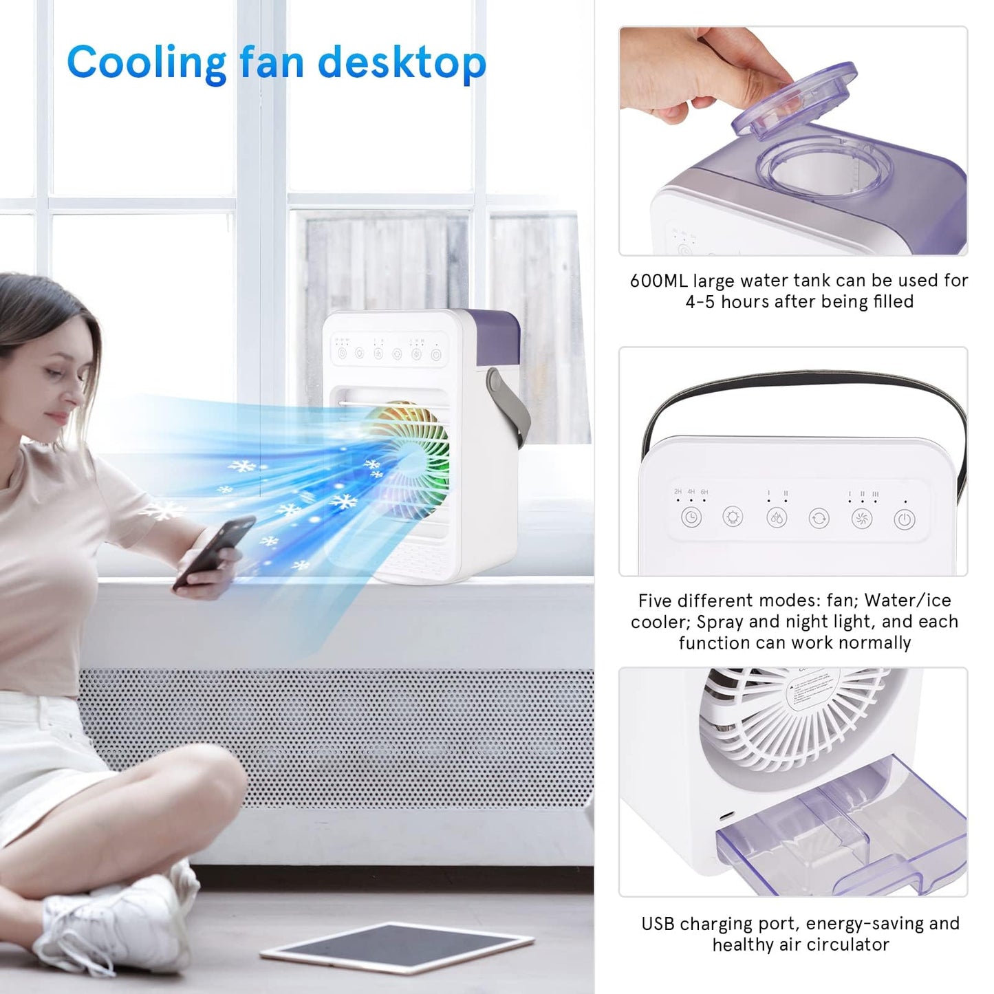 SYOSI Air Conditioner Air Cooler, Portable Air Conditioner, Air Coolers with Handle for Home, Mini Multi-stall Air Conditioner for Home Office Dorm Indoors