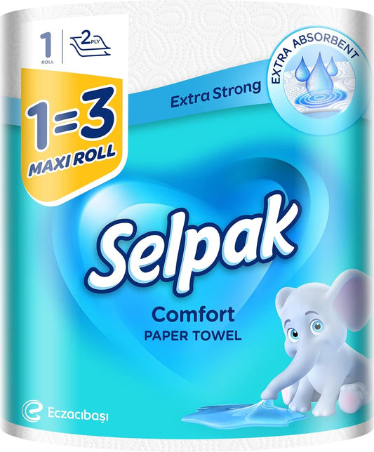 Selpak 2 ply Kitchen Paper Towel 1=3 Maxi Rolls 270 Sheets