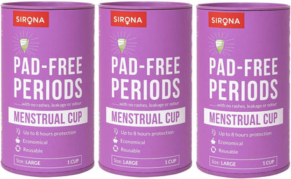 Sirona Reusable Menstrual Cup for Women with Pouch | Ultra Soft Odour & Rash Free | 100% Medical Grade Silicone | No Leakage | Protection for Up to 8-10 Hours | US FDA Registered - Medium (Pack of 1)