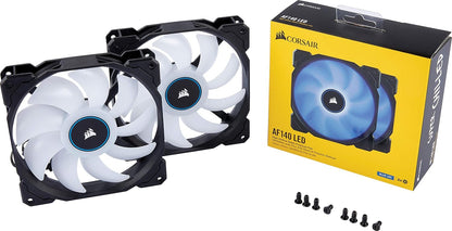 CORSAIR AF140 LED Low Noise Cooling Fan, Dual Pack - White, 140 mm