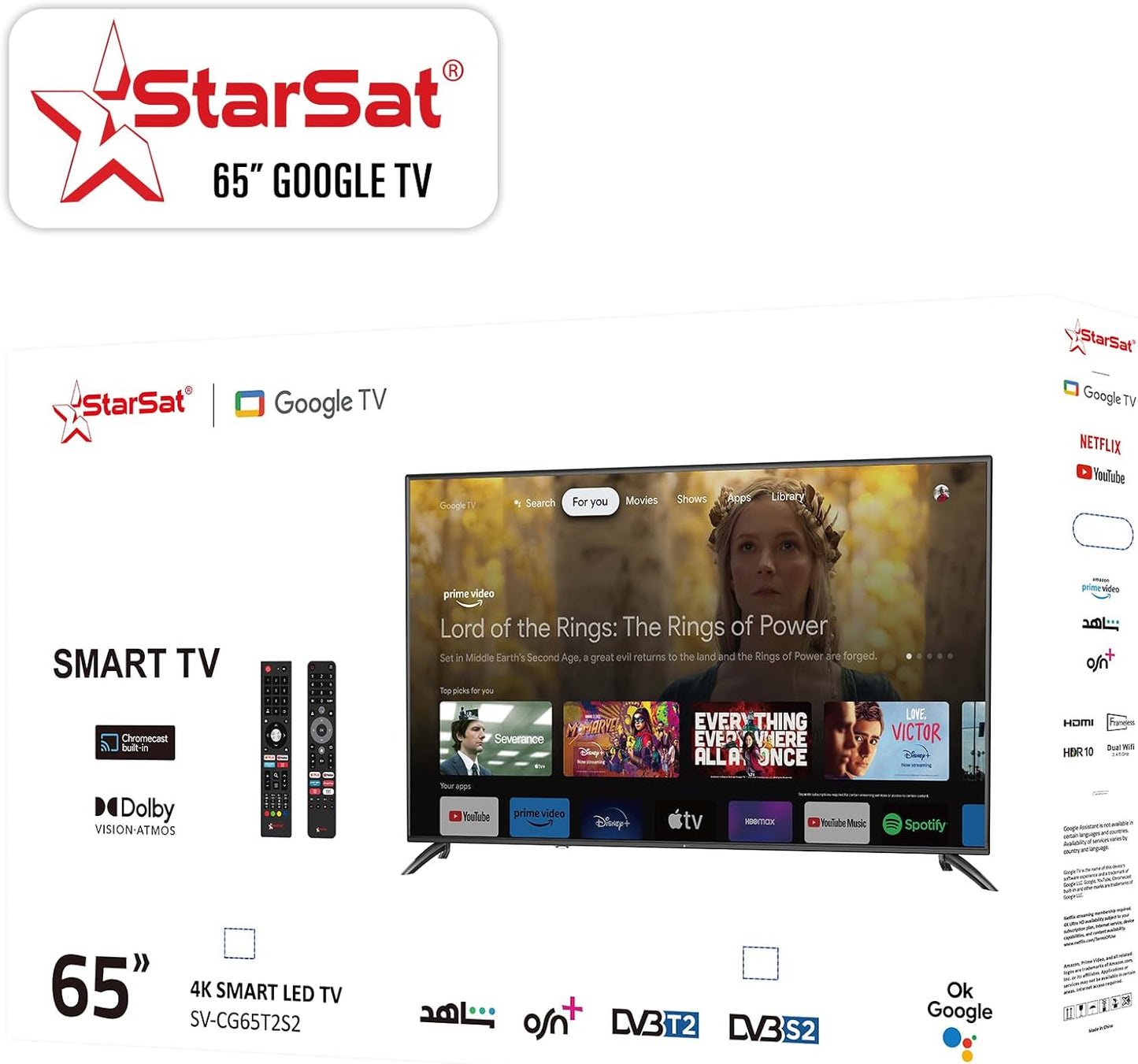 StarSat 55'' UHD Google TV: Dolby Audio, 55-Inch Brilliance, Google Assistant, Multiscreen, Pre-Installed Apps, HDR, Dual-Band Wi-Fi, Seamless Navigation