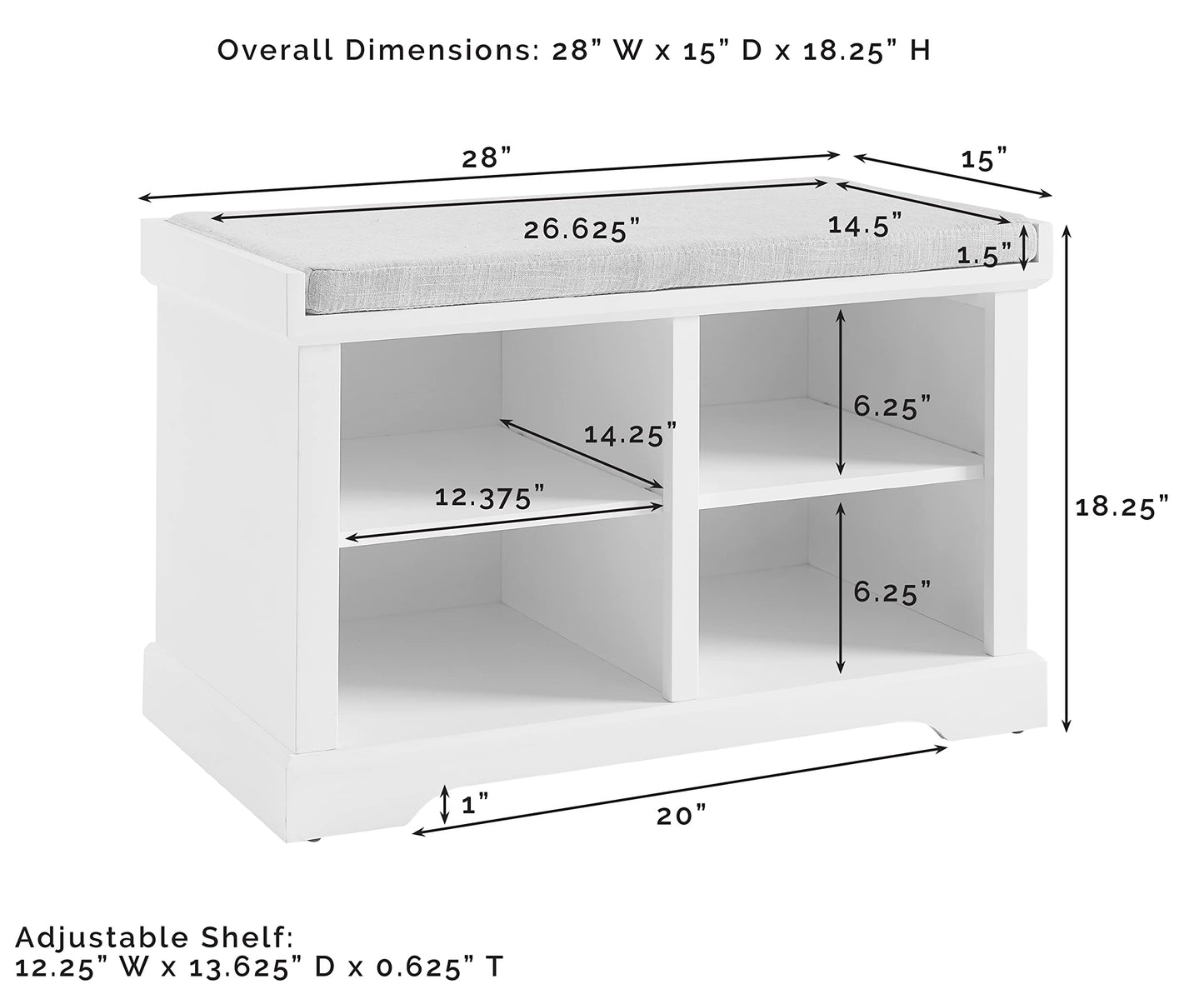 Crosley Furniture Anderson Entryway Storage Bench, White