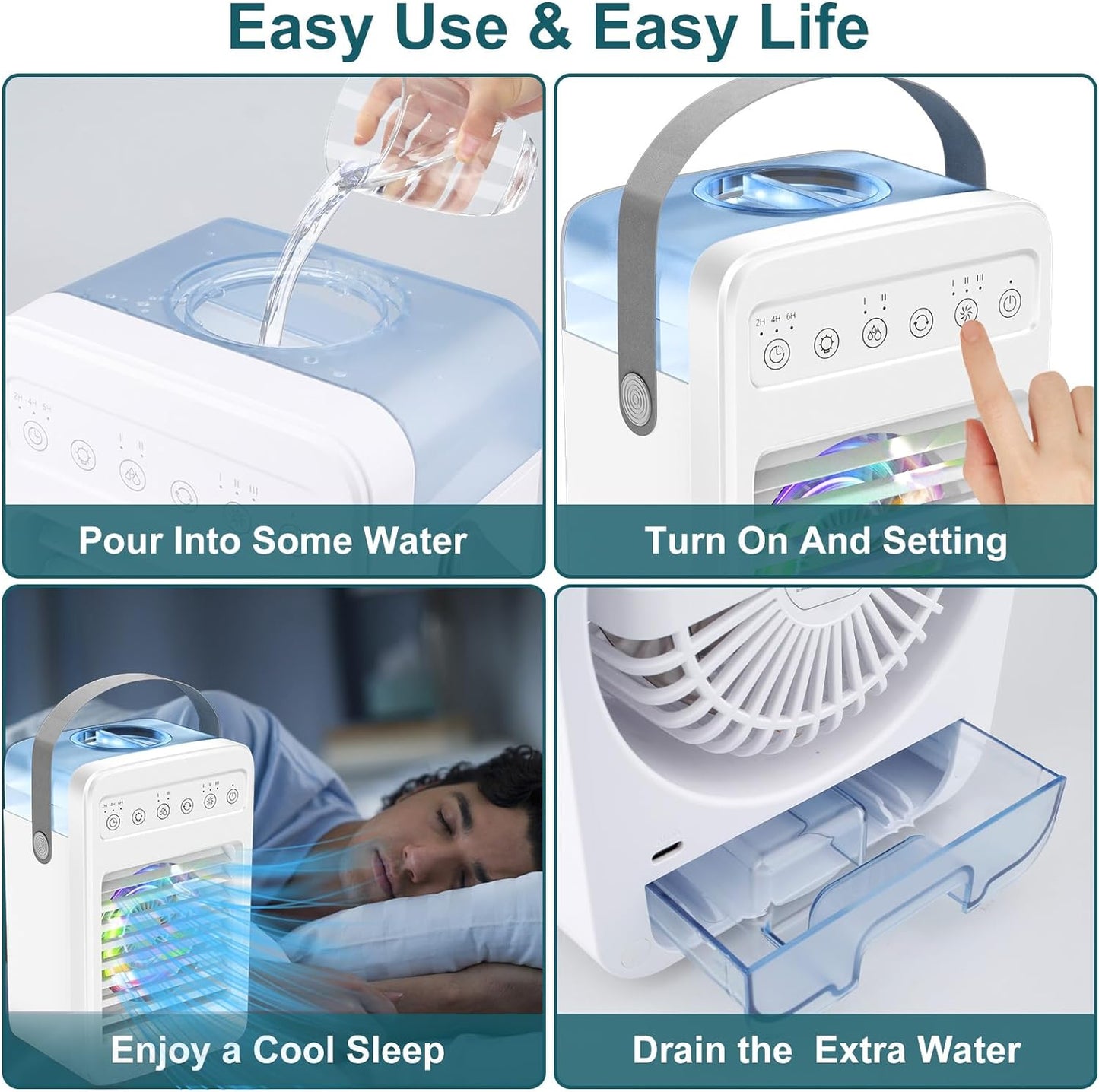 2023 Newest Upgraded Mini Air Conditioner,Air Conditioners Portable for Room,Oscillating Small Ac with Timer,4 Speeds 2 Cool Mist,Small Conditioner Room Kitchen Office Bedroom…