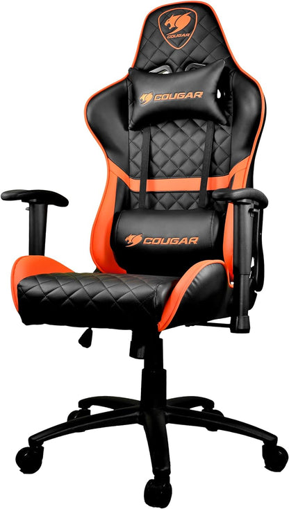 Cougar Gaming Chair Armor One, Steel-Frame, Breathable Pvc Leather, 180° Recliner System, 120Kg Weight Capacity, 2D Adjustable Arm-Rest, Steel 5-Star Base