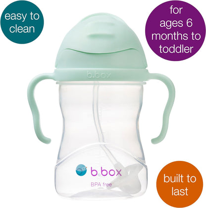 b.box Sippy Cup with Fliptop Weighted Straw, Drink from Any Angle | Spill Proof, Leak Proof & Easy Grip | BPA Free & Dishwasher Safe | Babies & Toddlers (Cherry Blossom 240ml)