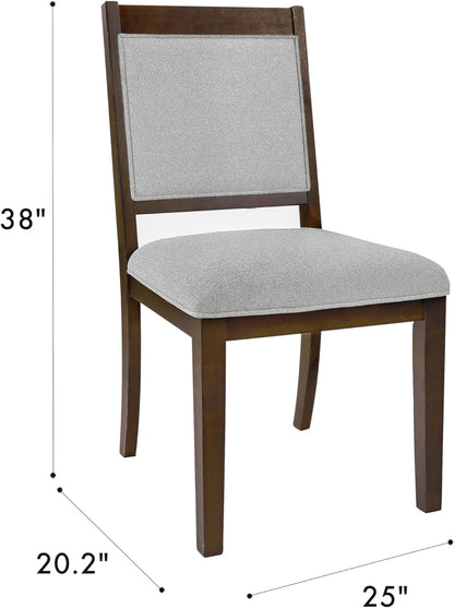 HomePop Open Back Upholstered Wood Frame Dining Chairs, Neutral Textured Solid (Set of 2)