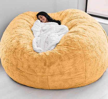 EKWQ Bean Bag,Big Huge Giant Bean Bag Chair for Adults, (No Filler) Bean Bag Chair for Adults Kids Comfy Fluffy Giant Round Beanbag Lazy Sofa Cover- Machine Washable Covers, Double Stitched Seams