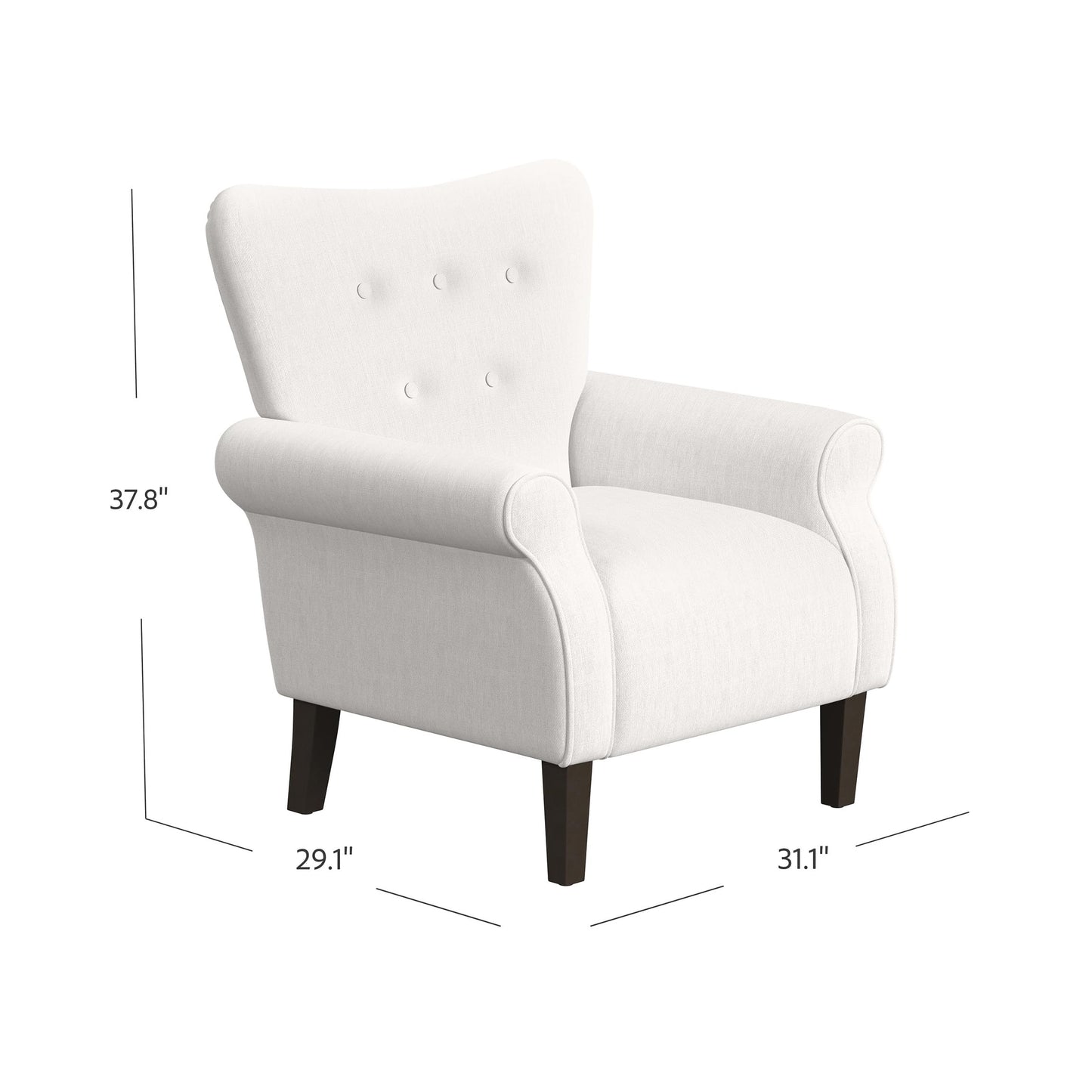 HomePop Home Decor | Upholstered Rolled Arm Living Room & Bedroom Accent Chair, Cream