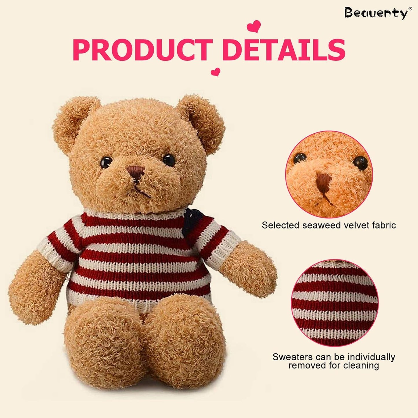 Beauenty Cute Teddy Bear Stuffed Animal Plush,Soft Plush Animals 40CM(Brown) (blue)