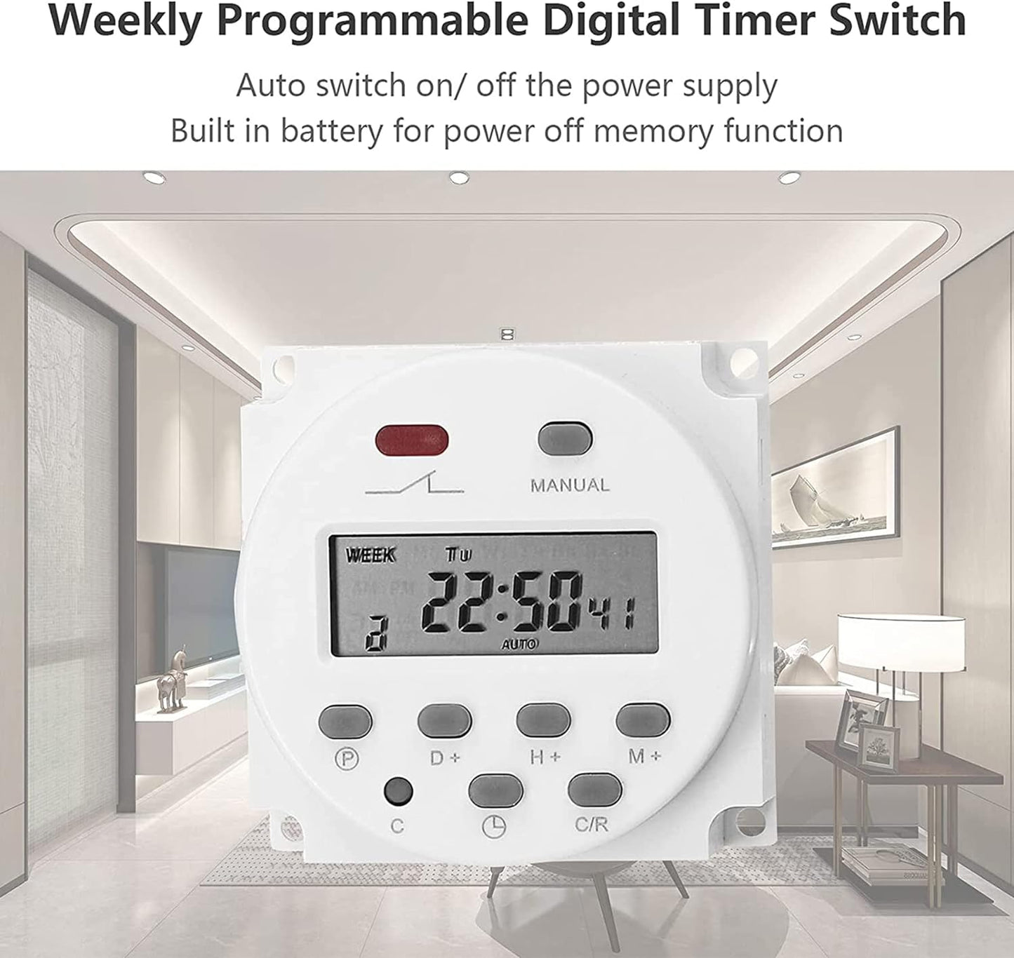 ELECDON Weekly Digital Programmable Timer Switch, Home Appliance Switch timer, 16 Independent ON/OFF Programs, for Lights Fans Bread Maker, Air Conditioner Kitchen Timer, Easy control， Smart life