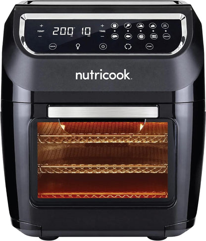 Nutricook Air Fryer Oven, 1800 Watts, Digital/One Touch Control Panel Display, 8 Preset Programs, 12 Liters, Black