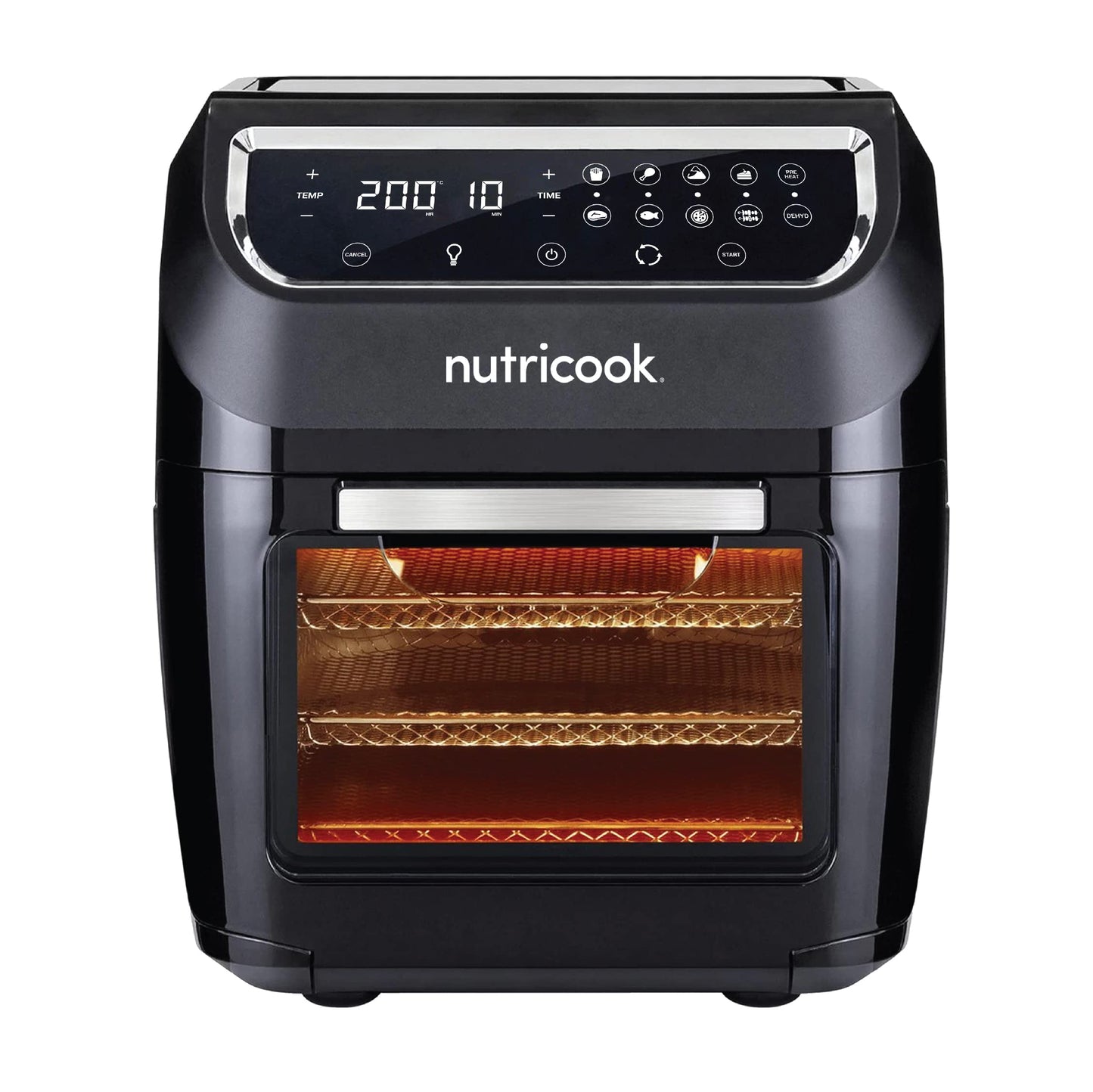 Nutricook Air Fryer Oven, 1800 Watts, Digital/One Touch Control Panel Display, 8 Preset Programs, 12 Liters, Black