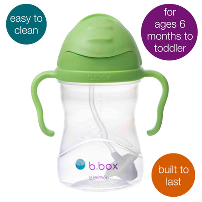 b.box Sippy Cup with Fliptop Weighted Straw, Drink from Any Angle | Spill Proof, Leak Proof & Easy Grip | BPA Free & Dishwasher Safe | Babies & Toddlers (Cherry Blossom 240ml)