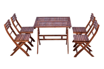 YATAI Wood Patio Dining Table, Foldable Acacia Hardwood Table and Chairs, 5 Pcs Weatherproof Coffee Table & Chairs, Outdoor Dining Table Set for Garden Furniture, Wood Furniture Use For Balcony, Pool