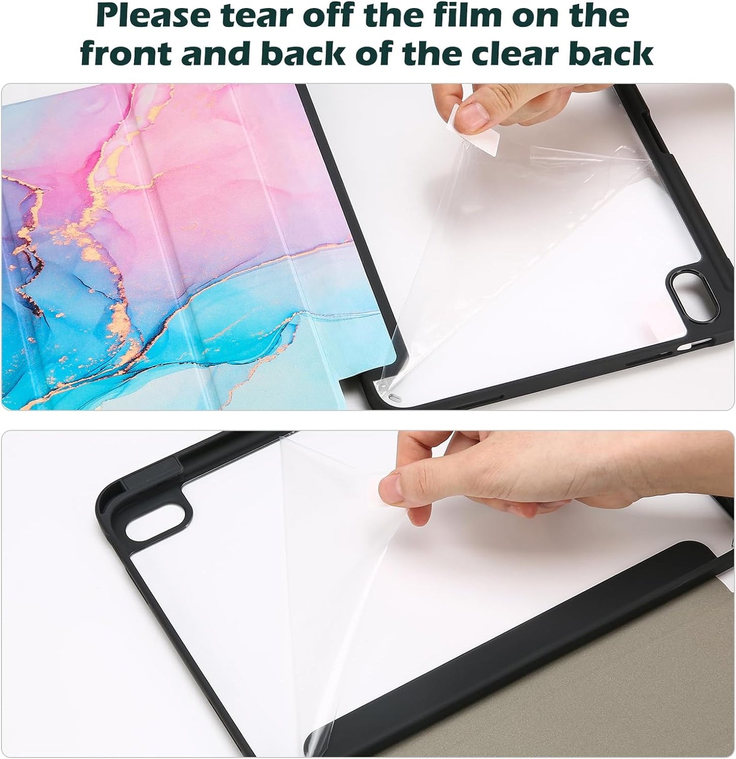 ProCase for iPad 10th Gen Case with Pencil Holder 2022 iPad 10.9 Inch Case, Clear Transparent Back Shell Trifold Protective Cases Shockproof Cover for 2022 iPad 10th Gen A2696 A2757 A2777 -Navy