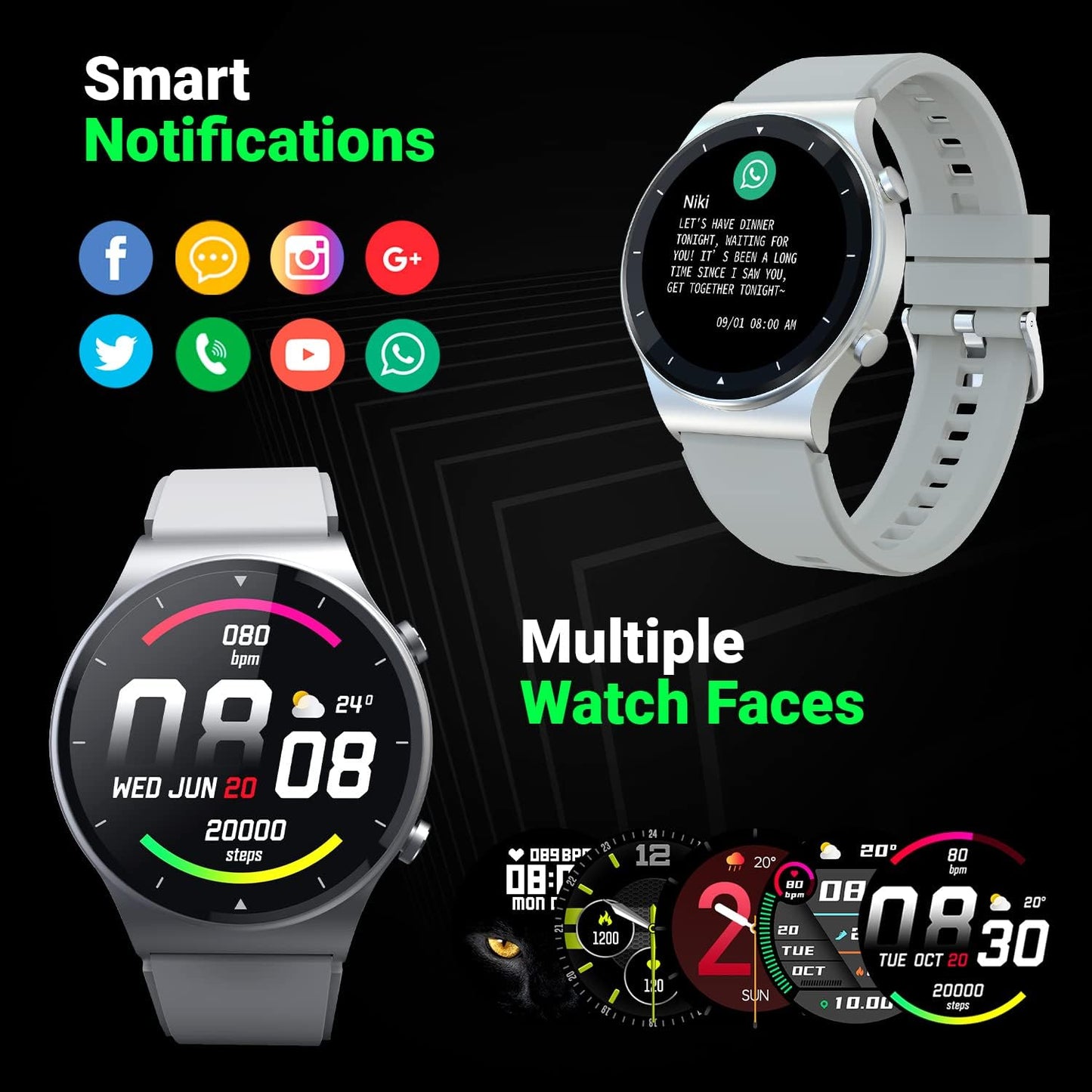 Fire-Boltt 360 Pro Bluetooth Calling 360*360 Pro Display Smart Watch With Rolling Ui & Dual Button Technology, Spo2, Heart Rate & Temperature Monitoring With Local Music And Tws Pairing - Black