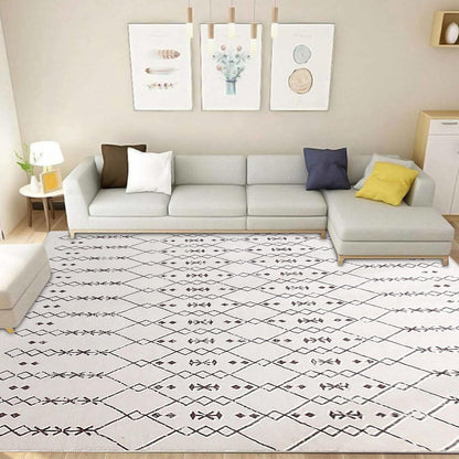 Leesentec Moroccan Area Rugs Living Room Rugs Modern Abstract Rug Geometric Carpet Non-slip Short Pile Rug Large Rugs for Living Room Soft Bedroom Area Rug (Beige/Ivory, 120 x 160 cm)(YR32,YR33)