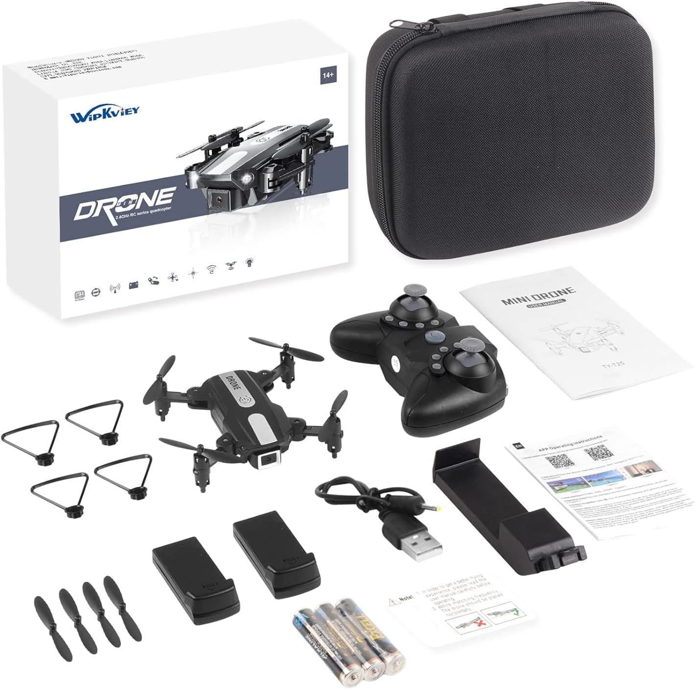 Wipkviey T25 Drone with camera 1080p, RC Quadrocopter for Adults, Mini Foldable Drone with 2 Batteries, FPV wifi transmission, 3D Flip, Altitude Hold, One Key Take Off/Landing