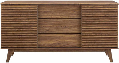 Modway Render 63" Mid-Century Modern Sideboard Buffet Table or TV Stand in Walnut