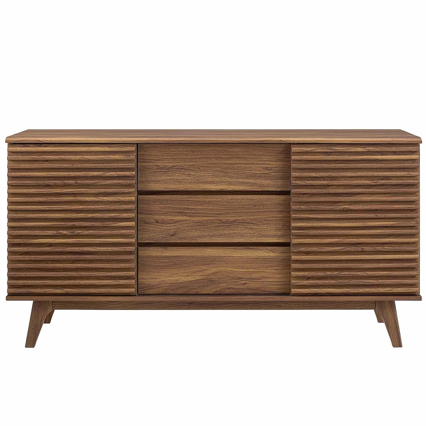 Modway Render 63" Mid-Century Modern Sideboard Buffet Table or TV Stand in Walnut