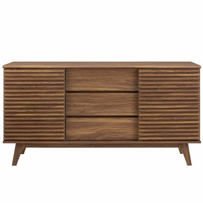 Modway Render 63" Mid-Century Modern Sideboard Buffet Table or TV Stand in Walnut