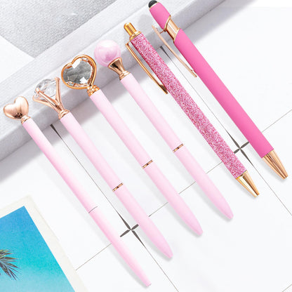 YOXMJDB Cute Pens for Women, 6 Pcs Rose Gold Pens Metal Ballpoint Pens Bulk, 1.0mm Medium Point Black Ink Pens, Office and School Supplies Cool Fun Pens Gifts for Women Teacher Nurse (Rose Gold)