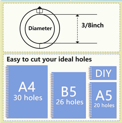 20 Pack Binding Spines Plastic Notebook Binder Spiral Coils，Loose Leaf Binder Ring，DIY Spiral Binding Rings for Teacher Student Document,School Office Supplies，Opener and Hole punch