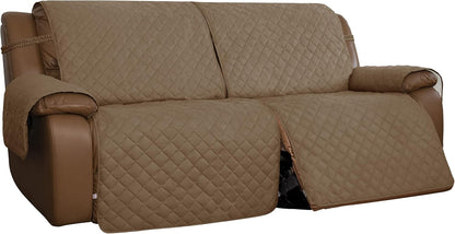 Easy-Going Loveseat Recliner Cover, Reversible Couch Cover for Double Recliner, Split Sofa Cover for Each Seat, Furniture Protector with Elastic Straps for Kids, Dogs, Pets(2 Seater, Black/Beige)