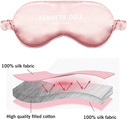 Kenneth Cole Pure Silk Sleep Mask, Eye Mask Cooling Reusable Super Soft With Adjustable Strap for Sleeping And Eye Mask For Sleeping Blocks Light Reduces Puffy Eyes, Black, Pack of 1