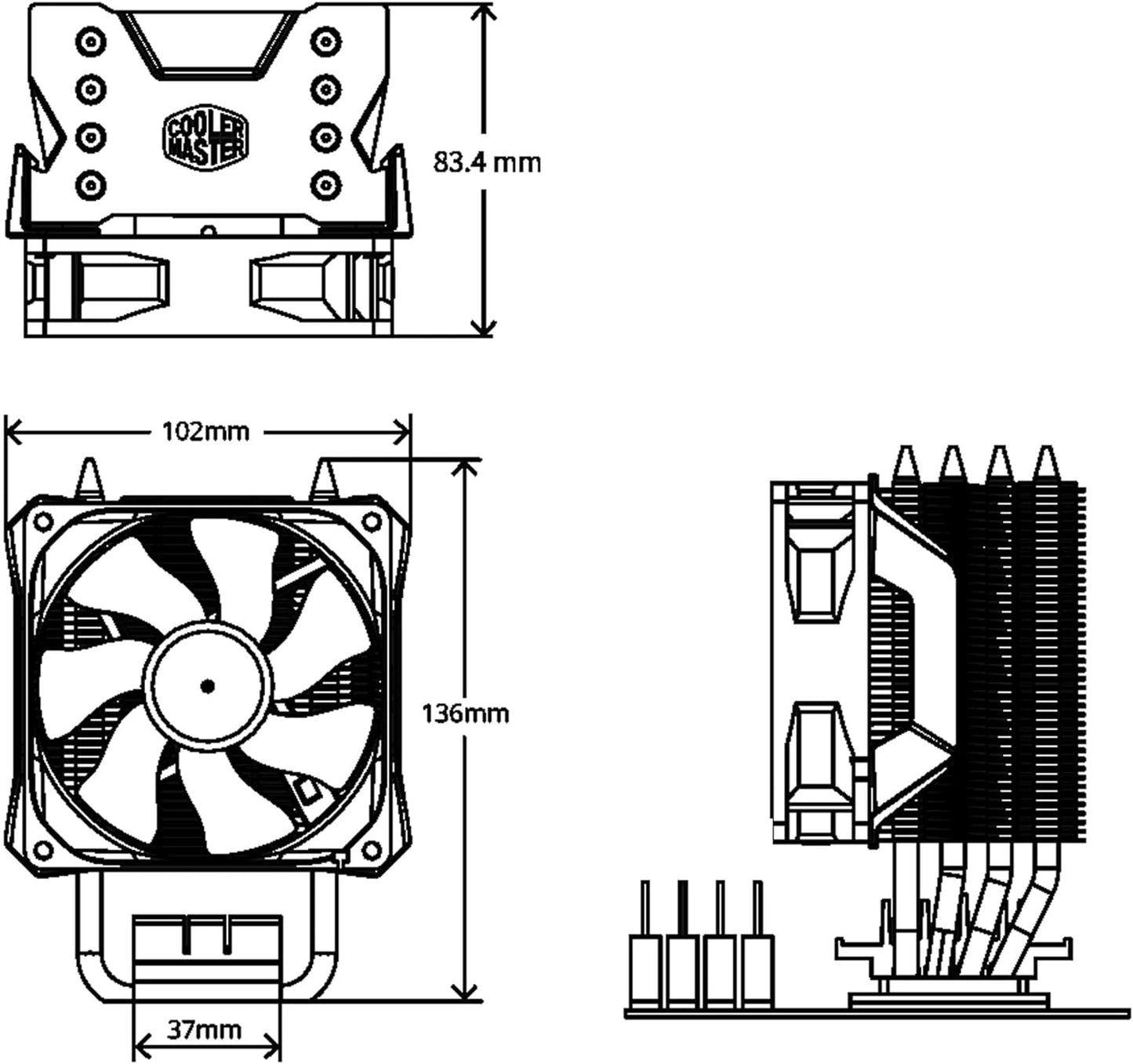 Cooler Master Hyper H410R RGB CPU Air Cooler - Low-Profile Cooling System, Direct Contact Technology, 4 Copper Heat Pipes, Compact Aluminium Heatsink with 92mm RGB PWM Fan - AMD & Intel Compatible