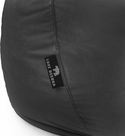 Luxe Decora Nest Soft Suede Bean Bag with Removable Layer | Washable | Perfect for Indoor Relaxation | Kids & Adults | Soft Velvet Finish | Filled with Polystyrene Beads (Black, Large)