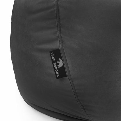 Luxe Decora Nest Soft Suede Bean Bag with Removable Layer | Washable | Perfect for Indoor Relaxation | Kids & Adults | Soft Velvet Finish | Filled with Polystyrene Beads (Black, Large)