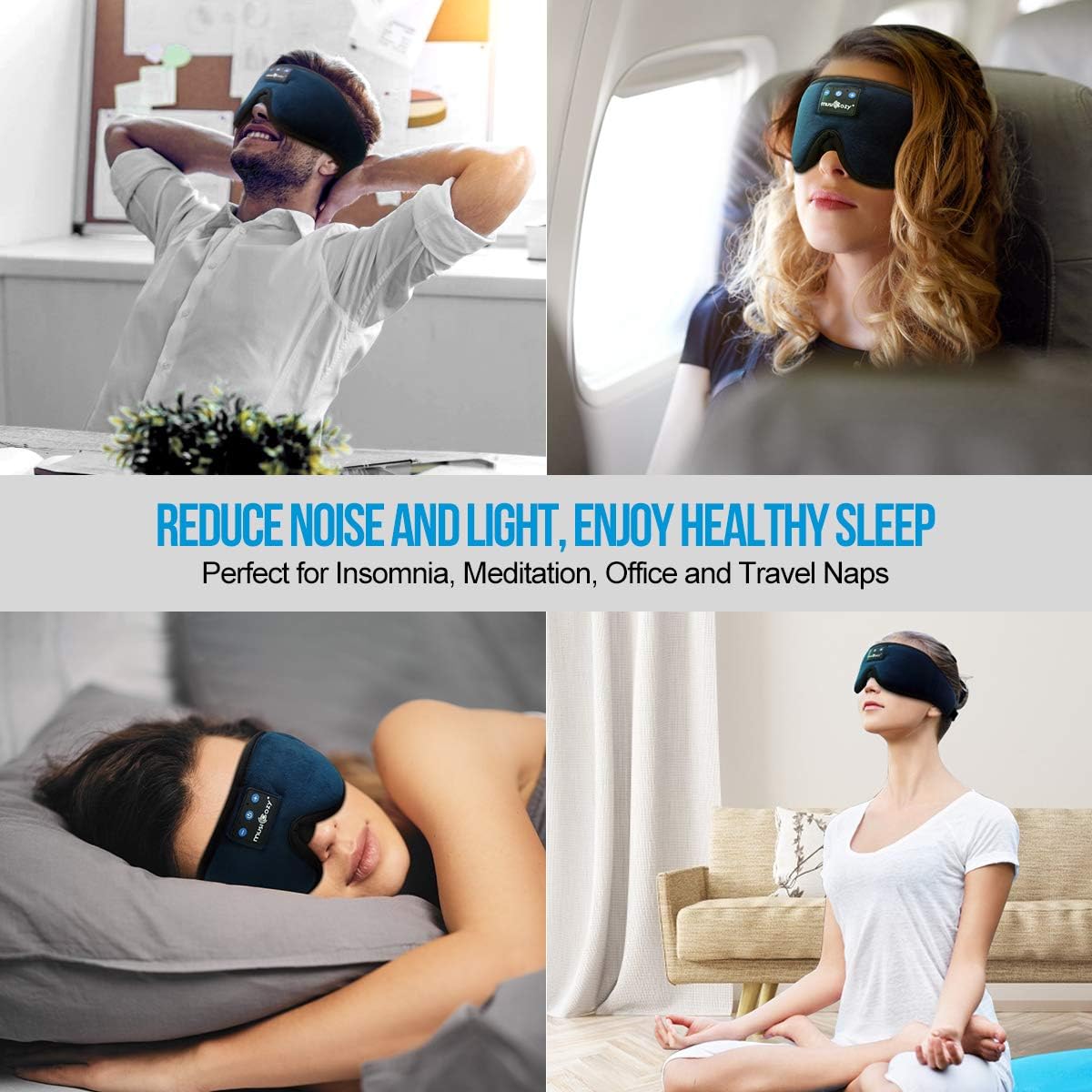 MUSICOZY Sleep Headphones Bluetooth Sleep Mask 3D Wireless Music Sleeping Headphones Headband Eye Mask Sleep Earbuds for Side Sleepers Mom Men Women with Speakers Cool Tech Gadgets Gifts