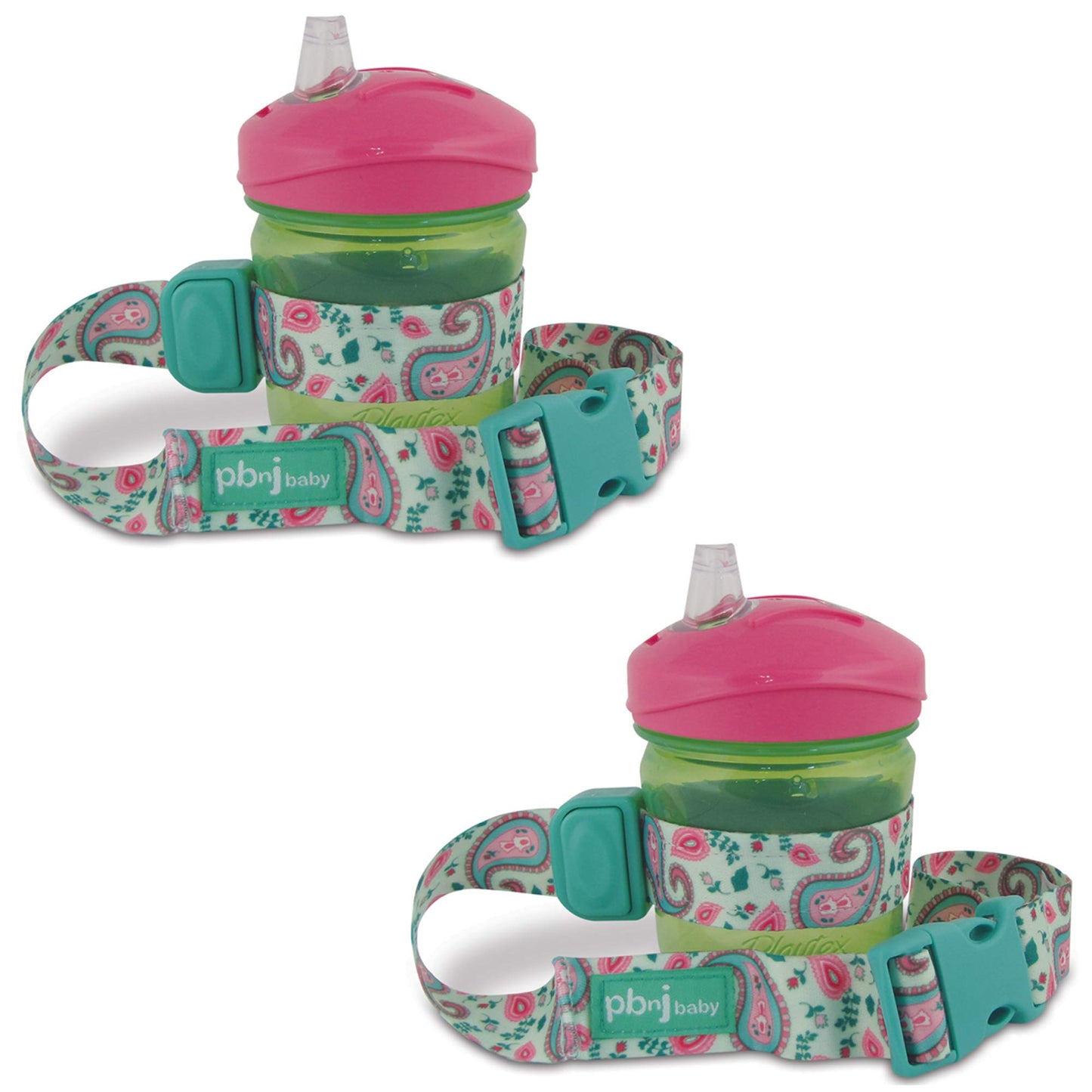 PBnJ Baby SippyPal Sippy Cup Holder Strap Leash Tether (Gray Chevron 2-Pack)