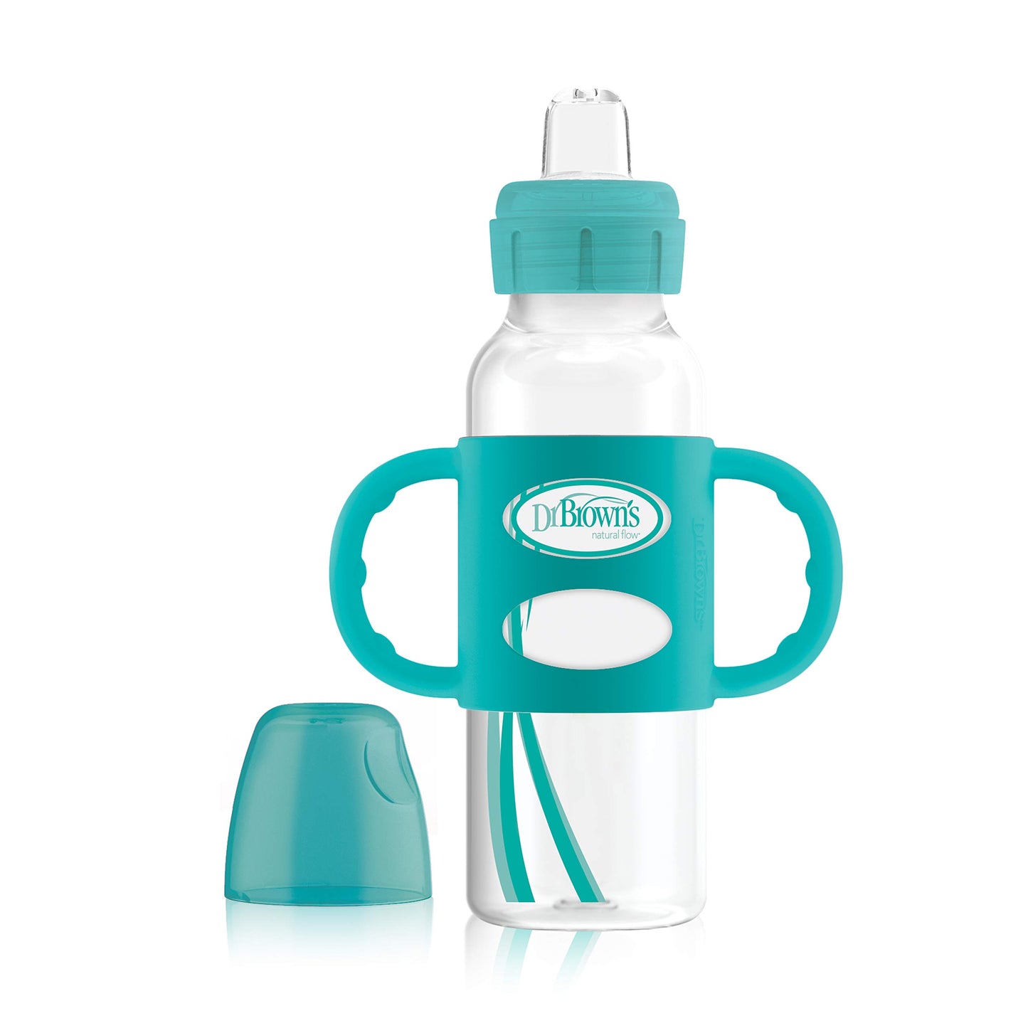 Dr. Brown's Milestones Wide-Neck Transitional Sippy Bottle with Silicone Handles 9 oz/270 mL, Blue, 1-Pack