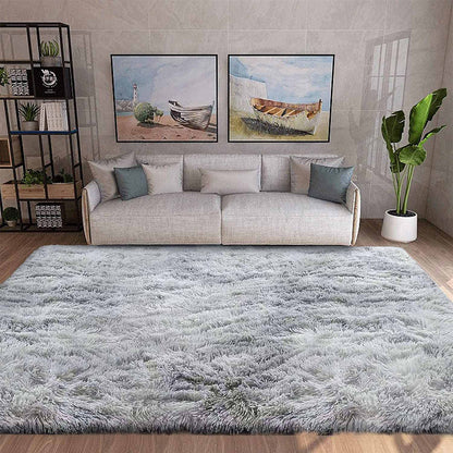 Tinyboy-hbq Area Rugs Shaggy Carpet for Living Room Bedroom Large Fluffy Carpet Modern Non-Slip Mat Multisize Rug Indoor Home Decor (Gray White, 80 x 120 cm)