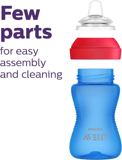 Philips AVENT My Grippy Spout Sippy Cup with Soft Spout and Leak-Proof Design, Blue/Green, 10oz, 2pk, SCF801/21