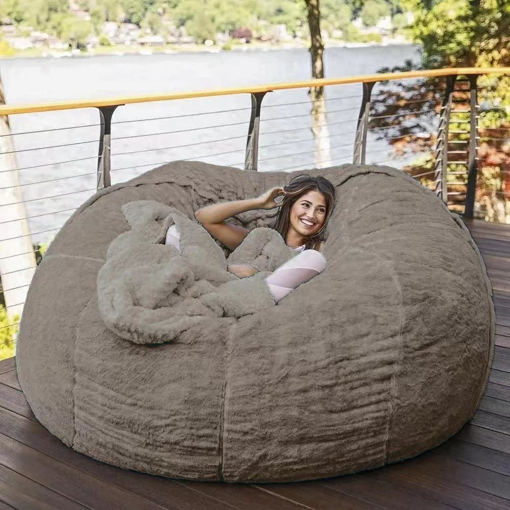 EKWQ Bean Bag,Big Huge Giant Bean Bag Chair for Adults, (No Filler) Bean Bag Chair for Adults Kids Comfy Fluffy Giant Round Beanbag Lazy Sofa Cover- Machine Washable Covers, Double Stitched Seams