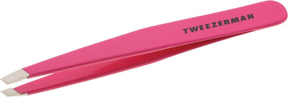 Tweezerman Stainless Steel Slant Tweezer - Eyebrow Tweezers for Women and Men (Neon Pink)