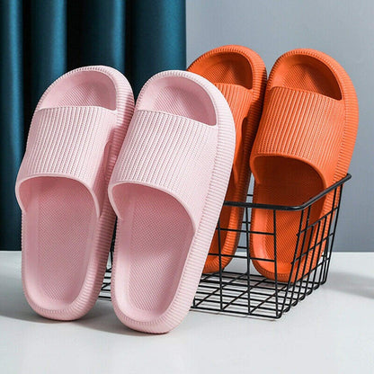 Thick Sole Home Women Slippers Ladies Platform Flat Shoes Non-slip EVA Living Room Indoor Slides Women Slippers 4.5cm Heel (pink,44-45 (43-44 feet))