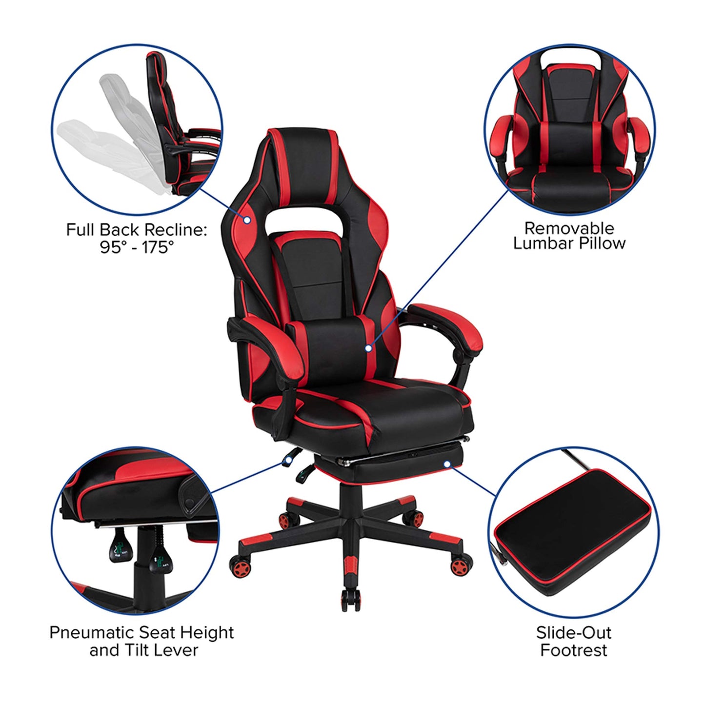 Flash Furniture X10 Gaming, Racing Office Ergonomic Computer PC Adjustable Swivel Chair with Flip-up Arms, Gray/Black LeatherSoft